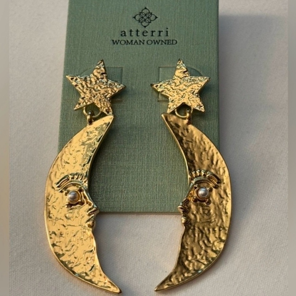 👉✨️Atterri Gold Celestial moon star Earrings